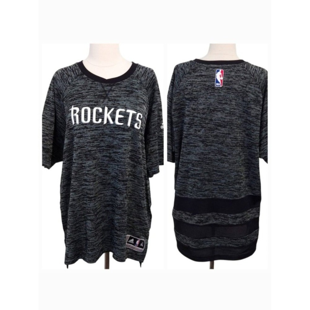 Adidas Houston Rockets Gray Black Space-Dye Striped Shirt / NBA Jersey- Mens XL